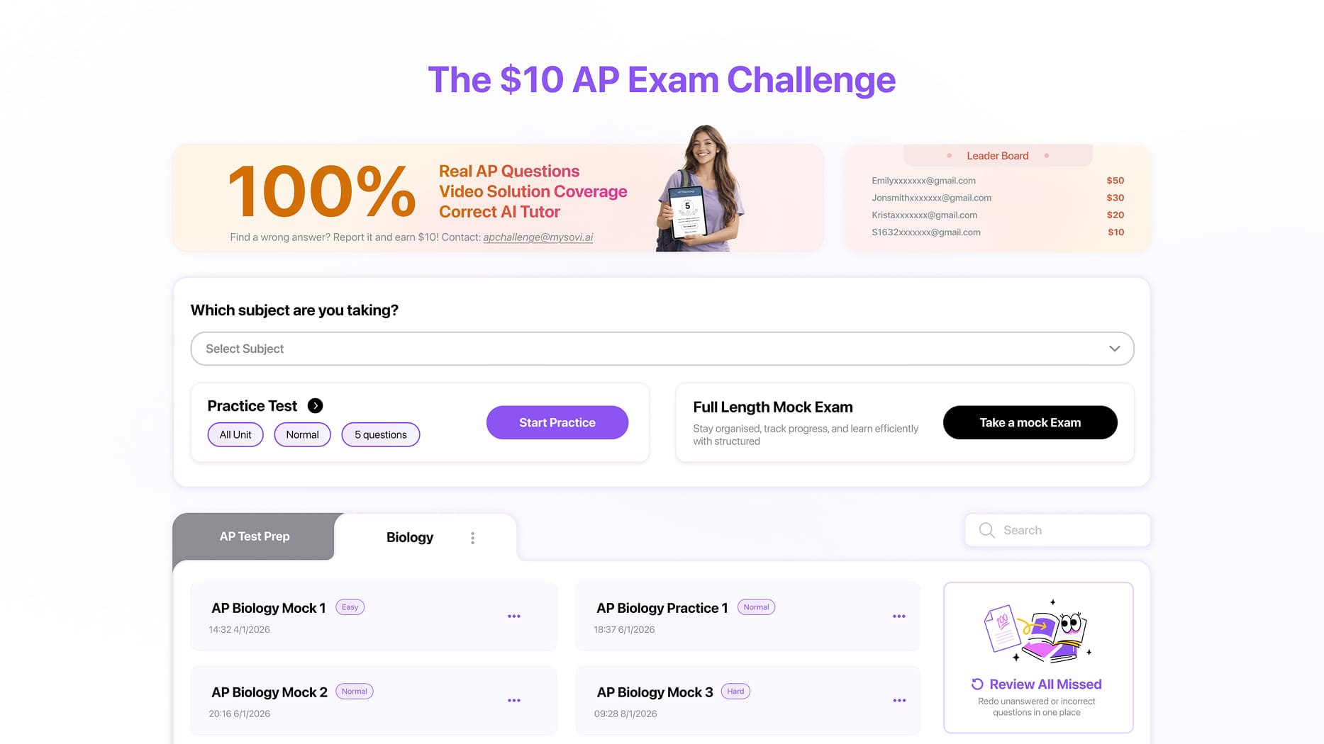 AP Test Prep - Simulate real exam conditions review detailed answer explanation, and track your progress over time.